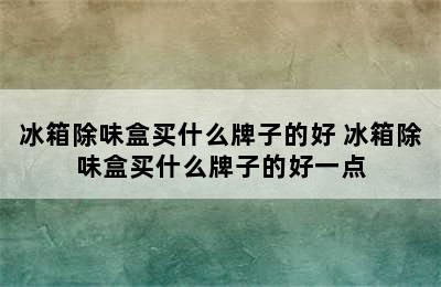 冰箱除味盒买什么牌子的好 冰箱除味盒买什么牌子的好一点